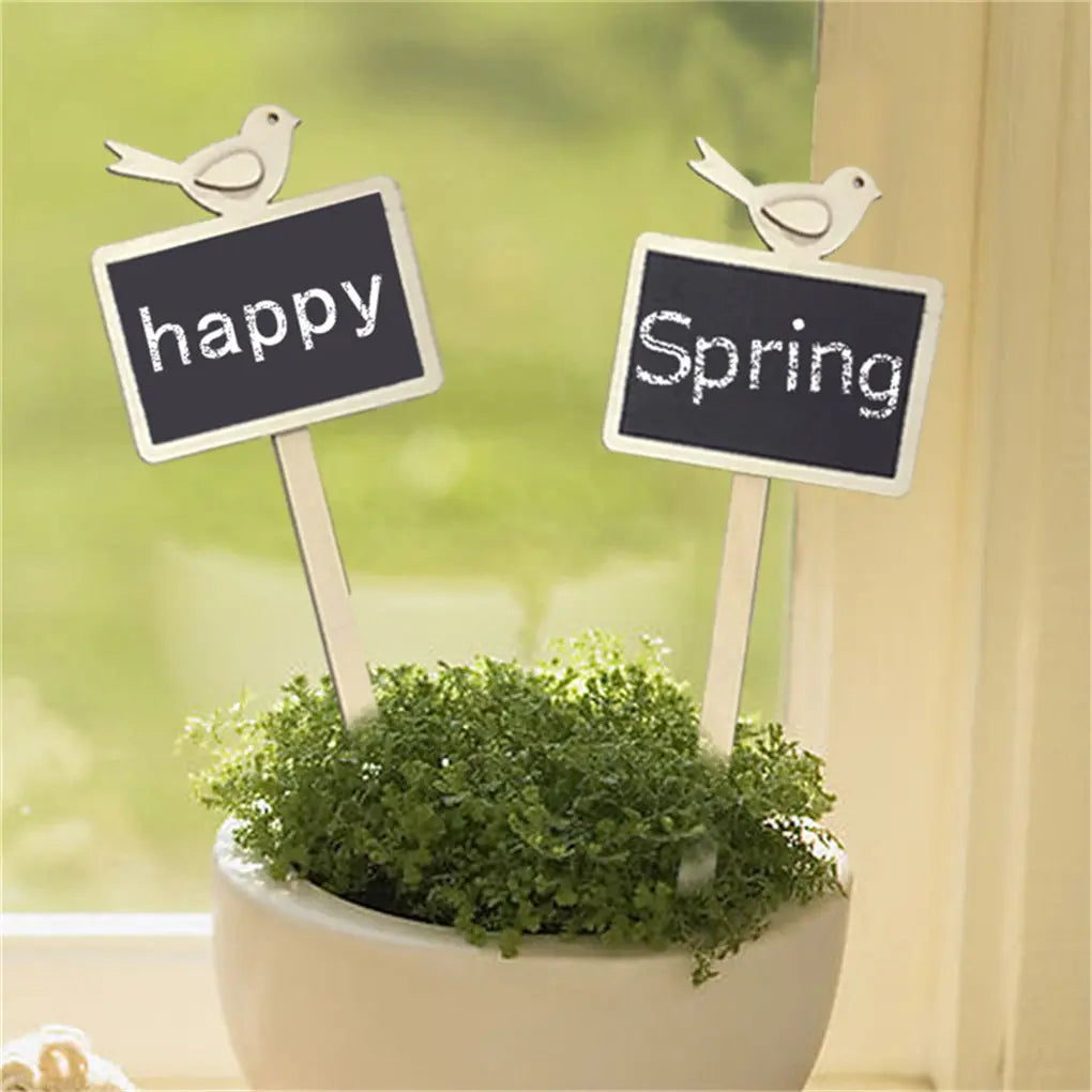 20Pcs Wooden Chalkboard Blackboard Eco-Friendly Succulent Plant Label Flower Marker Thick Tag Label Mark for Home Decoration