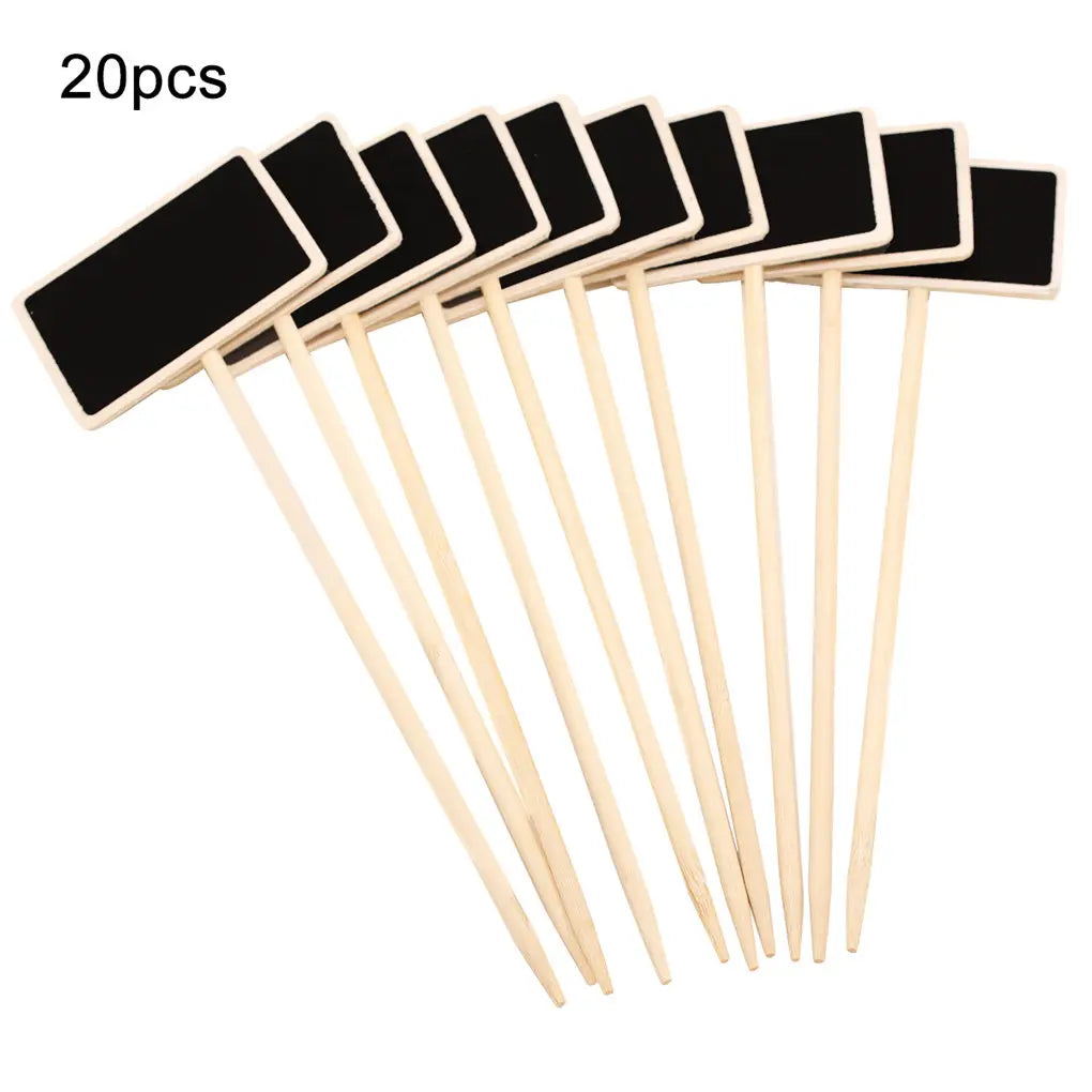 20Pcs Wooden Chalkboard Blackboard Eco-Friendly Succulent Plant Label Flower Marker Thick Tag Label Mark for Home Decoration